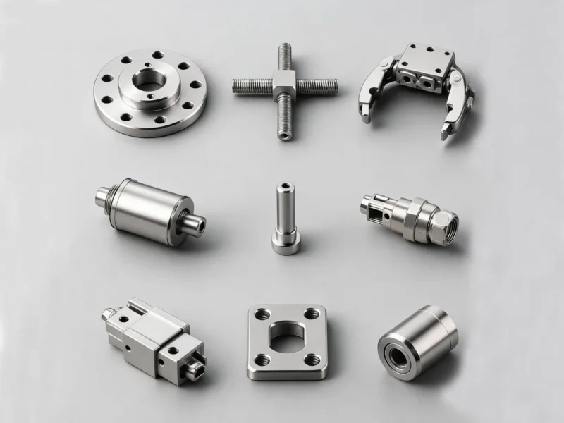 Industrial automation assembly line with robotic arms and CNC machinery